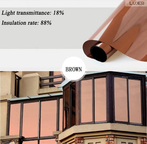Folie Autoadeziva  pentru Geamuri Termopan, Tip Oglinda, Protectie Solara UV, Efect Privacy, One Way Mirror Window Film, Autocolanta, Pentru Casa/Cladiri, Dimensiuni 200 x 60 cm, Maro, Silver, Folie Geam sa nu se vada din exterior, sa nu se vada in casa, autocolant geam termopan leroy merlin dedeman, protectie solara ferestre luxer [15]