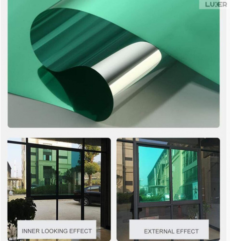 Folie Autoadeziva  pentru Geamuri Termopan, Tip Oglinda, Protectie Solara UV, Efect Privacy, One Way Mirror Window Film, Autocolanta, Pentru Casa/Cladiri, Dimensiuni 200 x 60 cm, Verde, Folie Geam sa nu se vada din exterior, sa nu se vada in casa, autocolant geam termopan leroy merlin dedeman, protectie solara ferestre luxer [9]