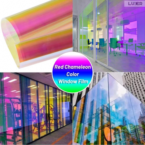 Folie Autoadeziva  pentru Geamuri Termopan, Tip Oglinda, Protectie Solara UV, Efect Privacy, One Way Mirror Window Film, Autocolanta, Pentru Casa/Cladiri, Model Holografic, Dimensiuni 200 x 60 cm, Red, Folie Geam sa nu se vada din exterior, sa nu se vada in casa, autocolant geam termopan leroy merlin dedeman, protectie solara ferestre luxer [3]