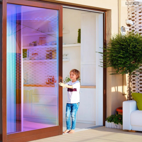 Folie Autoadeziva  pentru Geamuri Termopan, Tip Oglinda, Protectie Solara UV, Efect Privacy, One Way Mirror Window Film, Autocolanta, Pentru Casa/Cladiri, Model Holografic, Dimensiuni 200 x 60 cm, Red, Folie Geam sa nu se vada din exterior, sa nu se vada in casa, autocolant geam termopan leroy merlin dedeman, protectie solara ferestre luxer [2]