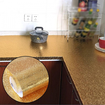 Folie Autoadeziva Pentru Protectie Mobila de Bucatarie Luxer, Model Coaja de Portocala, Gold, 200x40cm, folie adeziva mobilier bucatarie gradina dedeman leroy merlin brico depot hornbach mathaus pentru masa geam ieftina luxer [11]