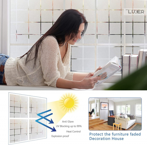 Folie Decorativa Privacy Pentru Geamuri - Home&Office, Protectie UV, Model - Square Pattern, Dimensiuni 200x60 cm, Luxer`Folie decorativă privacy Folie pentru geamuri Folie protectie UV Folie geam caramida Folie decorativă pentru geamuri Folie privacy pentru birou Folie pentru home office Folie decorativă Luxer Folie pentru intimitate geamuri Folie decorativă 200x60 cm [8]