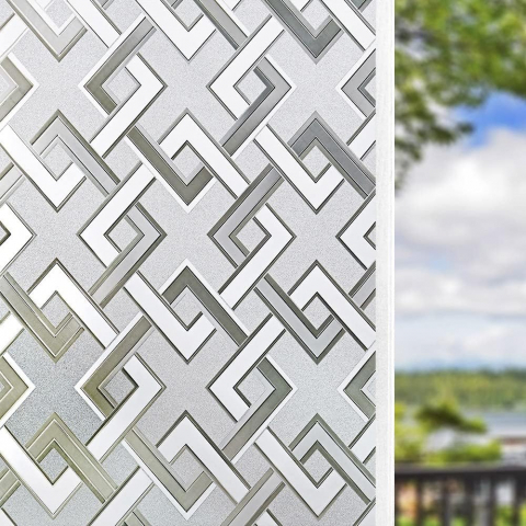 Folii Geam Privacy - Folie Decorativa Privacy Pentru Geamuri - Home&Office, Protectie UV, Model - Romburi, Dimensiuni 200x60 cm, Luxer