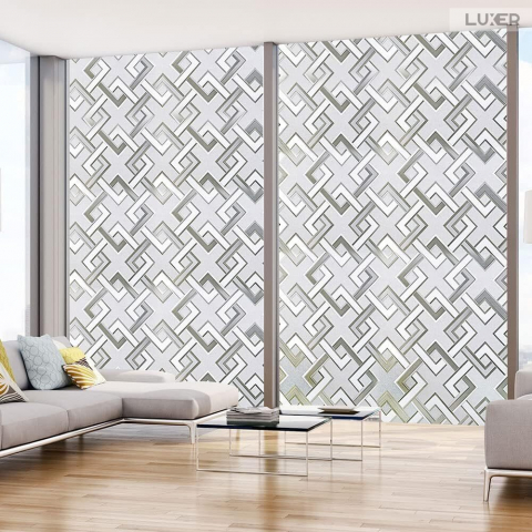 Folie Decorativa Privacy Pentru Geamuri - Home&Office, Protectie UV, Model - Romburi, Dimensiuni 200x60 cm, Luxer [2]