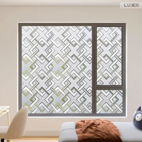 Folie Decorativa Privacy Pentru Geamuri - Home&Office, Protectie UV, Model - Romburi, Dimensiuni 200x60 cm, Luxer [3]