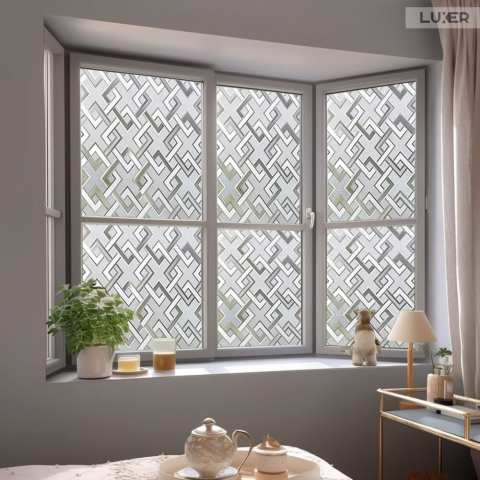 Folie Decorativa Privacy Pentru Geamuri - Home&Office, Protectie UV, Model - Romburi, Dimensiuni 200x60 cm, Luxer [8]