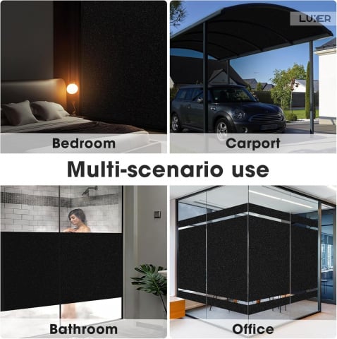 Folie Decorativa Privacy Pentru Geamuri - Home&Office, Protectie UV, Model - Negru Mat BlackOut, Dimensiuni 200x60 cm, Luxer, Folie decorativă privacy Folie pentru geamuri Folie protectie UV Folie Negru Mat Folie Blackout Folie decorativă pentru geamuri Folie privacy pentru birou Folie pentru home office Folie decorativă Luxer Folie pentru intimitate geamuri Folie decorativă 200x60 cm [6]
