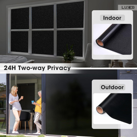 Folie Decorativa Privacy Pentru Geamuri - Home&Office, Protectie UV, Model - Negru Mat BlackOut, Dimensiuni 200x60 cm, Luxer, Folie decorativă privacy Folie pentru geamuri Folie protectie UV Folie Negru Mat Folie Blackout Folie decorativă pentru geamuri Folie privacy pentru birou Folie pentru home office Folie decorativă Luxer Folie pentru intimitate geamuri Folie decorativă 200x60 cm [5]