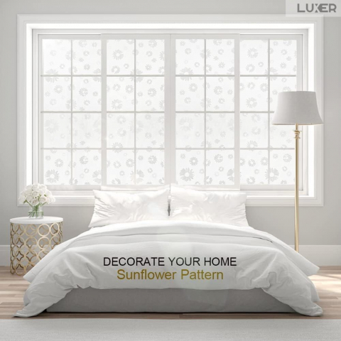 Folie Decorativa Privacy Pentru Geamuri - Home&Office, Protectie UV, Model - Floarea Soarelui, Dimensiuni 200x60 cm, Luxer [1]