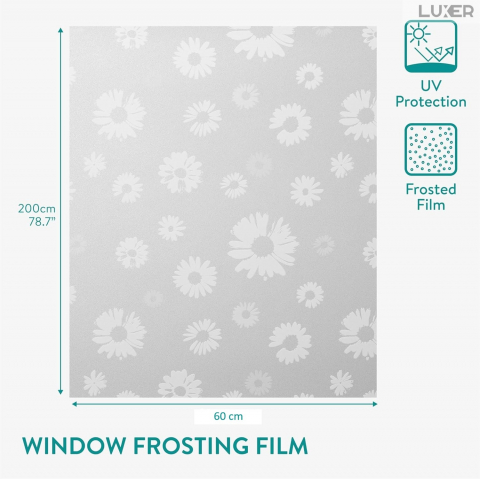 Folie Decorativa Privacy Pentru Geamuri - Home&Office, Protectie UV, Model - Floarea Soarelui, Dimensiuni 200x60 cm, Luxer [10]