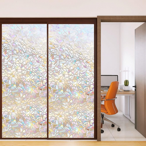 Folie Decorativa Privacy Pentru Geamuri - Home&Office, Protectie UV, Model Geometric Holografic, Dimensiuni 200x60 cm, Luxer [2]