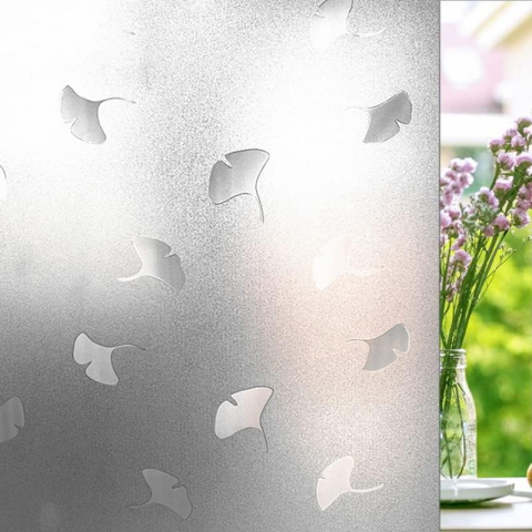 Folii Geam Privacy - Folie Decorativa Privacy Pentru Geamuri - Home&Office, Protectie UV, Model - Frunza Ginkgo Biloba, Dimensiuni 200x60 cm, Luxer