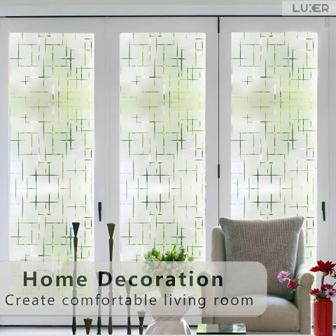 Folie Decorativa Privacy Pentru Geamuri - Home&Office, Protectie UV, Model - Cruce, Dimensiuni 200x60 cm, Luxer [9]