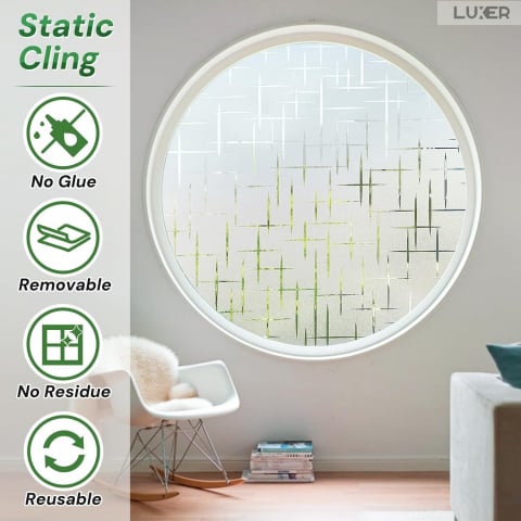 Folie Decorativa Privacy Pentru Geamuri - Home&Office, Protectie UV, Model - Cruce, Dimensiuni 200x60 cm, Luxer [7]