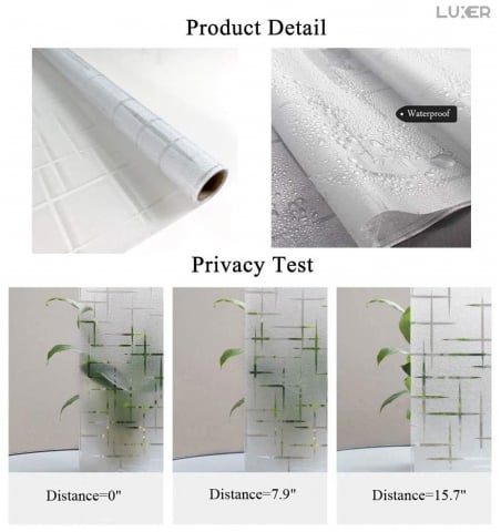 Folie Decorativa Privacy Pentru Geamuri - Home&Office, Protectie UV, Model - Cruce, Dimensiuni 200x60 cm, Luxer [12]