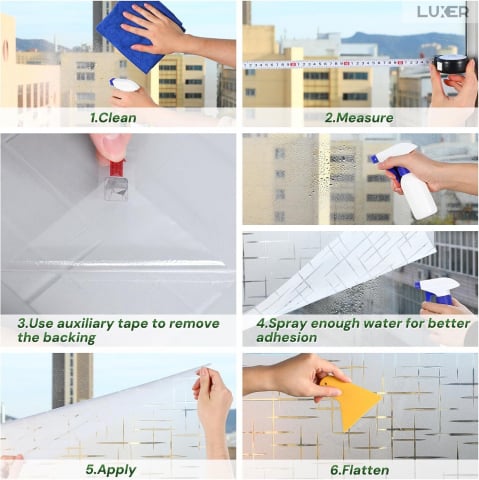 Folie Decorativa Privacy Pentru Geamuri - Home&Office, Protectie UV, Model - Cruce, Dimensiuni 200x60 cm, Luxer [11]