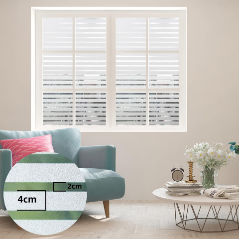 Folie Decorativa Semi-Privacy Pentru Geamuri - Home&Office, Protectie UV, Model Dungi 2x4 cm, Dimensiuni 200x60 cm, Luxer [7]
