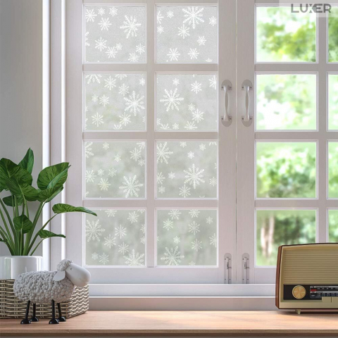 Folie Decorativa Privacy Pentru Geamuri - Home&Office, Protectie UV, Model - Fulgi De Zapada, Dimensiuni 200x60 cm, Luxer [2]