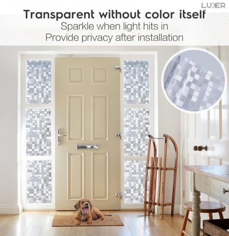 Folie Decorativa Privacy Pentru Geamuri - Home&Office, Protectie UV, Model Mozaic Cu Efect Sclipicios In Lumina Soarelui, Dimensiuni 200x60 cm, Luxer Folie decorativă privacy Folie pentru geamuri Folie protectie UV Folie Mozaic Folie cu efect sclipicios Folie decorativă pentru geamuri Folie privacy pentru birou Folie pentru home office Folie decorativă Luxer Folie pentru intimitate geamuri Folie decorativă 200x60 cm [11]