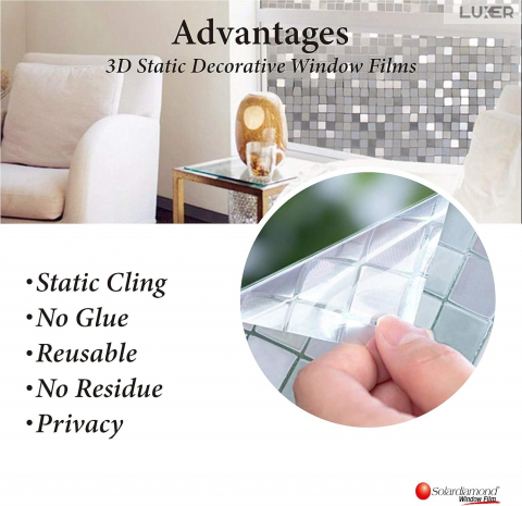 Folie Decorativa Privacy Pentru Geamuri - Home&Office, Protectie UV, Model Mozaic Cu Efect Sclipicios In Lumina Soarelui, Dimensiuni 200x60 cm, Luxer Folie decorativă privacy Folie pentru geamuri Folie protectie UV Folie Mozaic Folie cu efect sclipicios Folie decorativă pentru geamuri Folie privacy pentru birou Folie pentru home office Folie decorativă Luxer Folie pentru intimitate geamuri Folie decorativă 200x60 cm [12]
