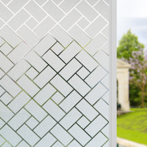 Folii Geam Privacy - Folie Decorativa Privacy Pentru Geamuri - Home&Office, Protectie UV, Model - Brick Pattern, Dimensiuni 200x60 cm, Luxer