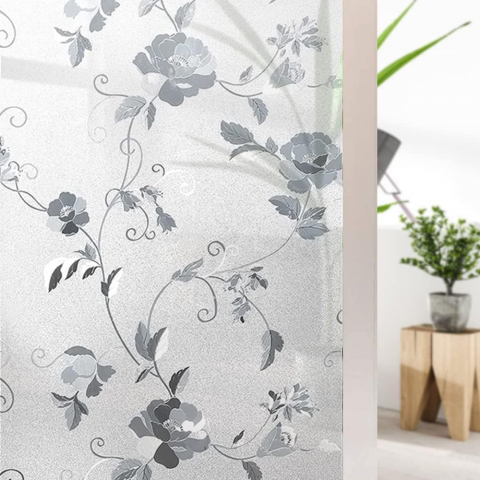 Folii Geam Privacy - Folie Decorativa Privacy Pentru Geamuri - Home&Office, Protectie UV, Model - Bujori, Dimensiuni 200x60 cm, Luxer