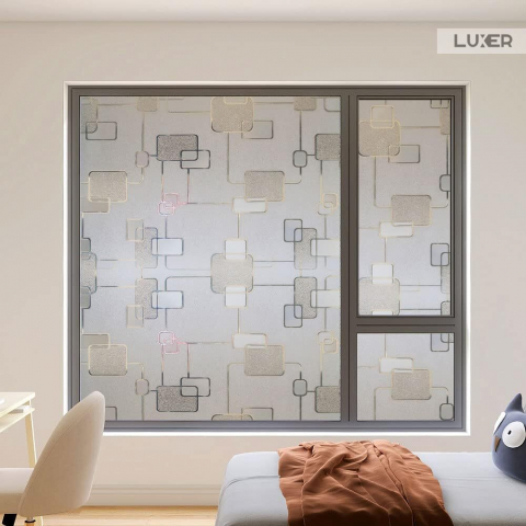 Folie Decorativa Privacy Pentru Geamuri - Home&Office, Protectie UV, Model - Square Knot, Dimensiuni 200x60 cm, Luxer Folie decorativă privacy Folie pentru geamuri Folie protectie UV Folie geam caramida Folie decorativă pentru geamuri Folie privacy pentru birou Folie pentru home office Folie decorativă Luxer Folie pentru intimitate geamuri Folie decorativă 200x60 cm [4]