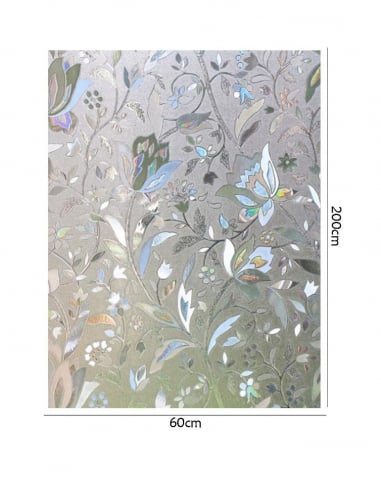 Folie Decorativa Privacy Pentru Geamuri - Home&Office, Protectie UV, Model Floral, Dimensiuni 200x60 cm, Luxer [11]