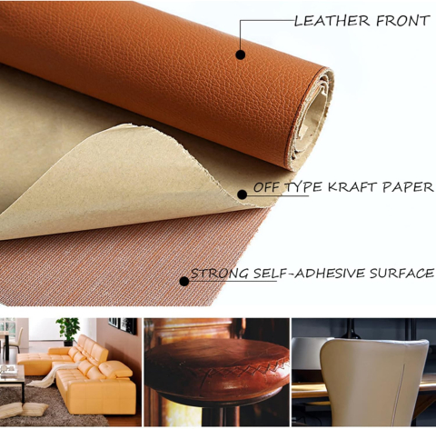 Folie din piele ecologică autoadezivă Luxer, Caramel Brown, dimensiune 137x60 cm, ideală pentru recondiționare canapea, scaun sau interior auto. [3]