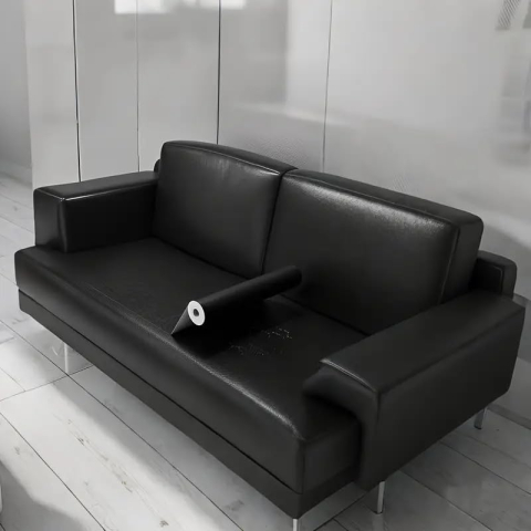 Folie din piele ecologică autoadezivă Luxer, neagră, dimensiune 137x60 cm, ideală pentru recondiționare canapea, scaun sau interior auto. [3]