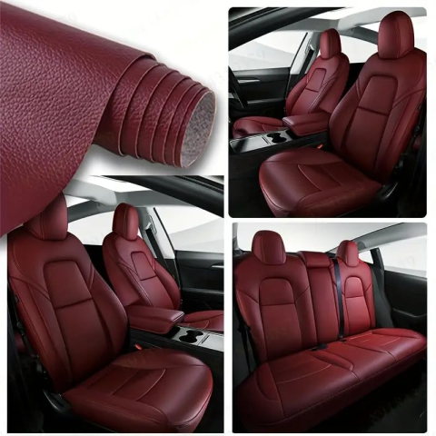 Folie din piele ecologică autoadezivă Luxer, Wine Red, dimensiune 137x60 cm, ideală pentru recondiționare canapea, scaun sau interior auto. [4]