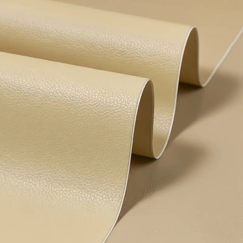Folie din piele ecologică autoadezivă Luxer, Bej, dimensiune 137x60 cm, ideală pentru recondiționare canapea, scaun sau interior auto. [2]