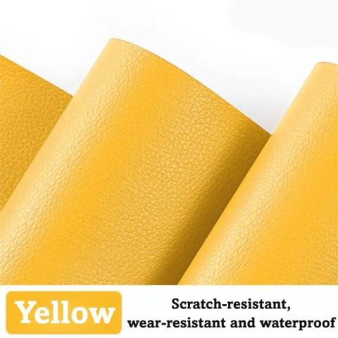 Folie din piele ecologică autoadezivă Luxer,Yellow, dimensiune 137x60 cm, ideală pentru recondiționare canapea, scaun sau interior auto. [3]