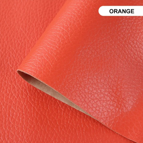 Folie din piele ecologică autoadezivă Luxer,Orange, dimensiune 137x60 cm, ideală pentru recondiționare canapea, scaun sau interior auto. [4]