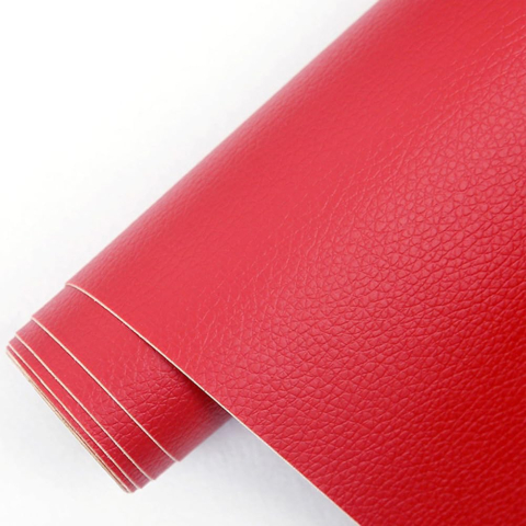 Folie din piele ecologică autoadezivă Luxer, Red, dimensiune 137x60 cm, ideală pentru recondiționare canapea, scaun sau interior auto. [4]