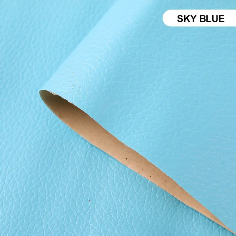 Folie din piele ecologică autoadezivă Luxer, Sky Blue, dimensiune 137x60 cm, ideală pentru recondiționare canapea, scaun sau interior auto. [1]