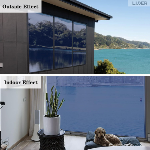 Folie Autoadeziva  pentru Geamuri Termopan, Tip Oglinda, Protectie Solara UV, Efect Privacy, One Way Mirror Window Film, Autocolanta, Pentru Casa/Cladiri, Dimensiuni 200 x 60 cm, Albastru, Folie Geam sa nu se vada din exterior, sa nu se vada in casa, autocolant geam termopan leroy merlin dedeman, protectie solara ferestre luxer [2]