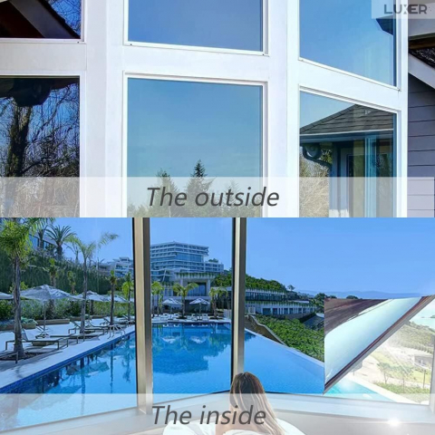 Folie Autoadeziva  pentru Geamuri Termopan, Tip Oglinda, Protectie Solara UV, Efect Privacy, One Way Mirror Window Film, Autocolanta, Pentru Casa/Cladiri, Dimensiuni 200 x 60 cm, Albastru, Folie Geam sa nu se vada din exterior, sa nu se vada in casa, autocolant geam termopan leroy merlin dedeman, protectie solara ferestre luxer [6]