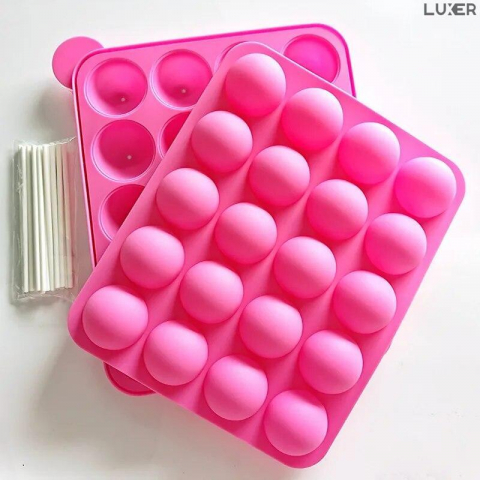 Forma din Silicon pentru Candy Bar, 20 Acadele de Ciocolata, Jeleu, Zahar, Forma Cake Pops, Multifunctionala, Rezistenta intre -40°C si +230°C, 18 x 22.5 cm, Luxer, Forma din silicon pentru acadele de ciocolata, jeleuri, zahar, matrita dulciuri pentru cuptor sau congelator, ideal pentru gatit cu copii, din silicon [8]