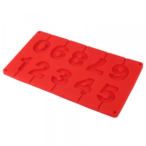 Forma din Silicon pentru 10 Acadele in forma de Cifre/Numere Aniversare, din Ciocolata, Jeleu, Zahar, Multifunctionala, Rezistenta intre -40°C si +230°C, 28 x 16.5 cm, Rosu, Luxer, Forma din silicon pentru cifre aniversare pentru tort de ciocolata, jeleuri, zahar, matrita dulciuri pentru cuptor sau congelator, ideal pentru gatit cu copii, din silicon