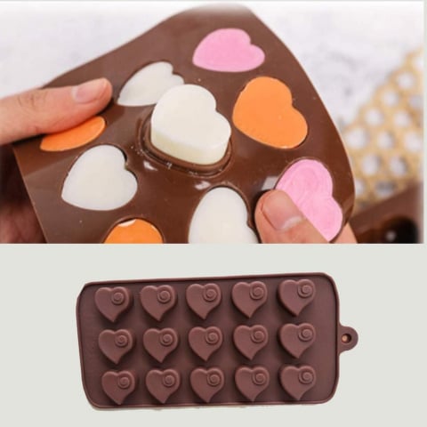 Forma Din Silicon Pentru Bomboane De Ciocolata Sau Jeleuri, 15 x Praline Inimioara, 22.5x10.6 cm, Luxer [2]