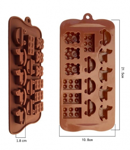 Forma Forma Din Silicon Pentru Bomboane De Ciocolata Sau Jeleuri, 4 x Forma Calut de Lemn, 4 x Forma Masinuta, 4 x Forma Lego, 3 x Forma Ursulet, 21.5x10.8 cm, Luxer, Forma Ciocoalata Plastic / Silicon , Matrita Ciocolata de Casa in forma de Tablete de Ciocolata [9]