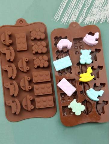 Forma Forma Din Silicon Pentru Bomboane De Ciocolata Sau Jeleuri, 4 x Forma Calut de Lemn, 4 x Forma Masinuta, 4 x Forma Lego, 3 x Forma Ursulet, 21.5x10.8 cm, Luxer, Forma Ciocoalata Plastic / Silicon , Matrita Ciocolata de Casa in forma de Tablete de Ciocolata [8]