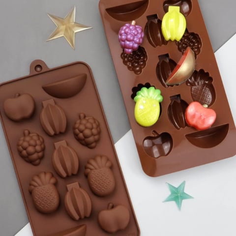 Forma Din Silicon Pentru Bomboane De Ciocolata Sau Jeleuri, 11 Forme Fructe Exotice, 21x10.5 cm, Luxer, Forma Ciocoalata Plastic / Silicon , Matrita Ciocolata de Casa in forma de Tablete de Ciocolata [4]