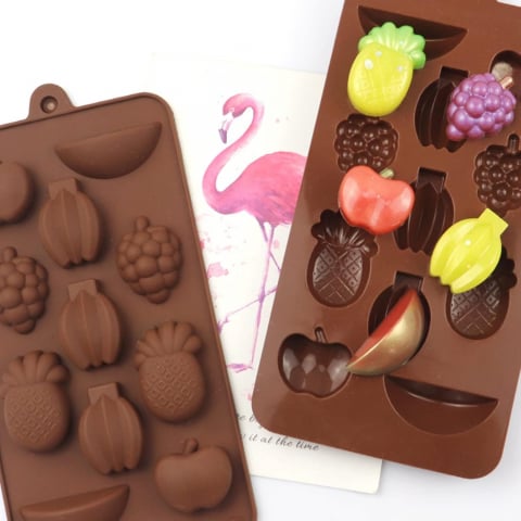 Forma Din Silicon Pentru Bomboane De Ciocolata Sau Jeleuri, 11 Forme Fructe Exotice, 21x10.5 cm, Luxer, Forma Ciocoalata Plastic / Silicon , Matrita Ciocolata de Casa in forma de Tablete de Ciocolata [3]