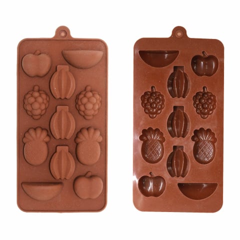 Forma Din Silicon Pentru Bomboane De Ciocolata Sau Jeleuri, 11 Forme Fructe Exotice, 21x10.5 cm, Luxer, Forma Ciocoalata Plastic / Silicon , Matrita Ciocolata de Casa in forma de Tablete de Ciocolata [1]