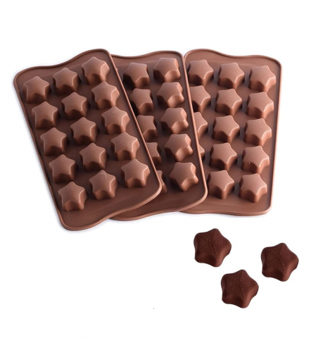Produse si Accesorii Bucatarie - Forma Din Silicon Pentru Bomboane de Ciocolata sau Jeleuri, 15 x Forma Steluta, 21x10 cm, Luxer, Forma Ciocoalata Plastic / Silicon , Matrita Ciocolata de Casa in forma de Tablete de Ciocolata