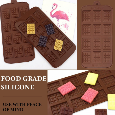 Forma Din Silicon Pentru Bomboane De Ciocolata Sau Jeleuri, 12 x Forma Mini Ciocolata, 22.5x10.5 cm, Luxer, Forma Ciocoalata Plastic / Silicon , Matrita Ciocolata de Casa in forma de Tablete de Ciocolata [4]