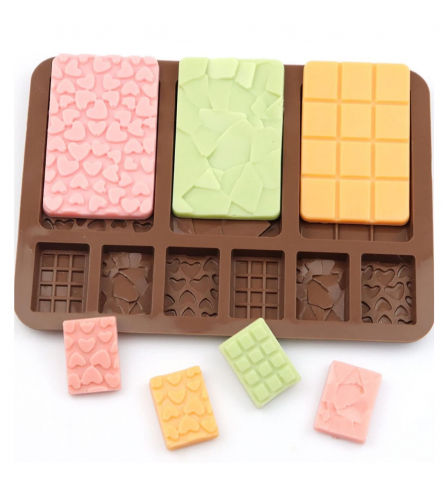 Produse si Accesorii Bucatarie - Forma Din Silicon Pentru Ciocolata De Casa, 3 Mini-Tablete 8.8x5.5 cm si 6 Mini-Tablete 3.6x2.6 cm, Dimensiune Forma 20.4x15 cm, Luxer