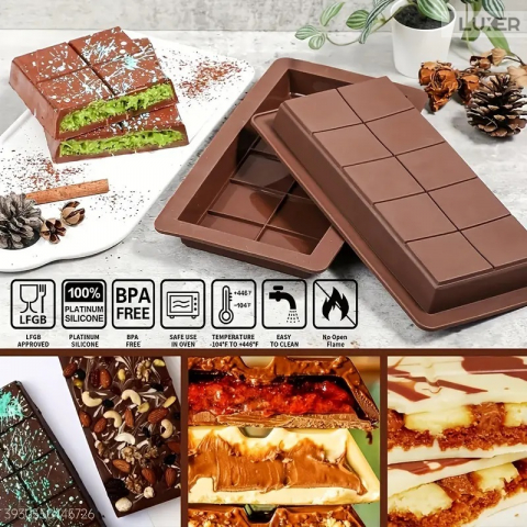 Forma Din Silicon Pentru Ciocolata Dubai De Casa cu Adancime 2 cm, Tableta Cu 5x2 Patratele, 25.3x13.6 cm, Luxer [4]